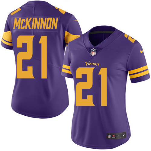 Nike Vikings #21 Jerick McKinnon Purple Women's Stitched NFL Limited Rush Jersey